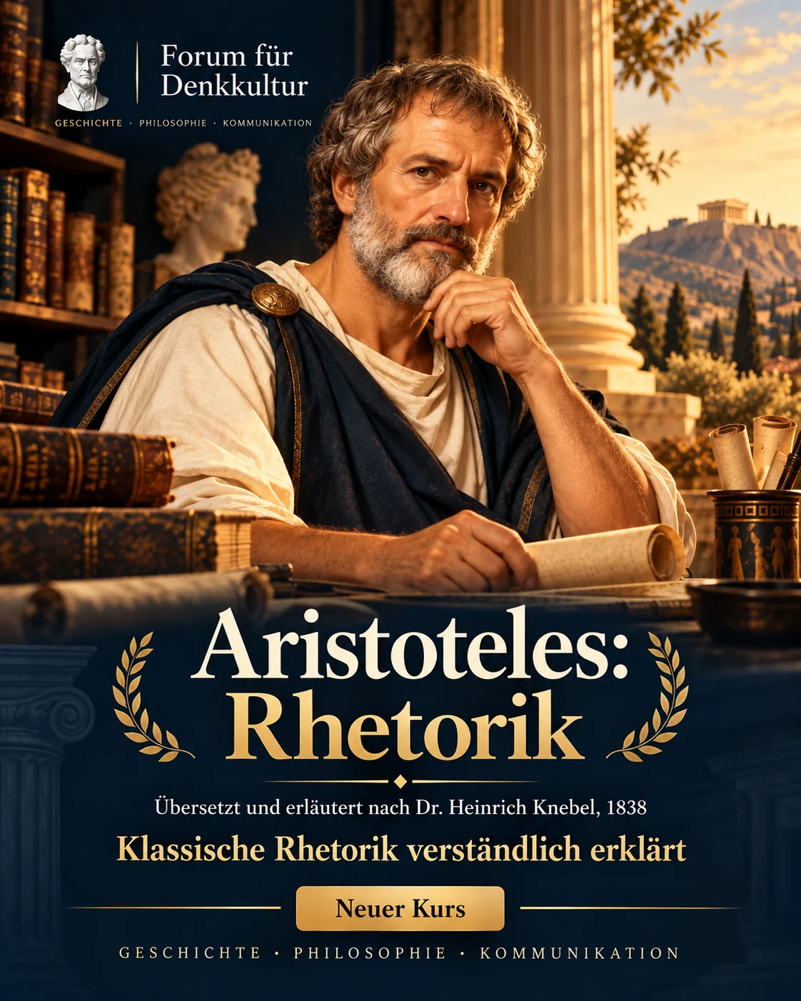 FFD-Kursposter Aristoteles Rhetorik – klassische Rhetorik verständlich erklärt